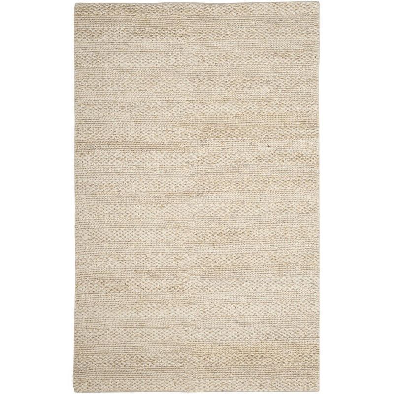 Henrika Braided Bleach Wool-Cotton Blend Area Rug, 5' x 8'