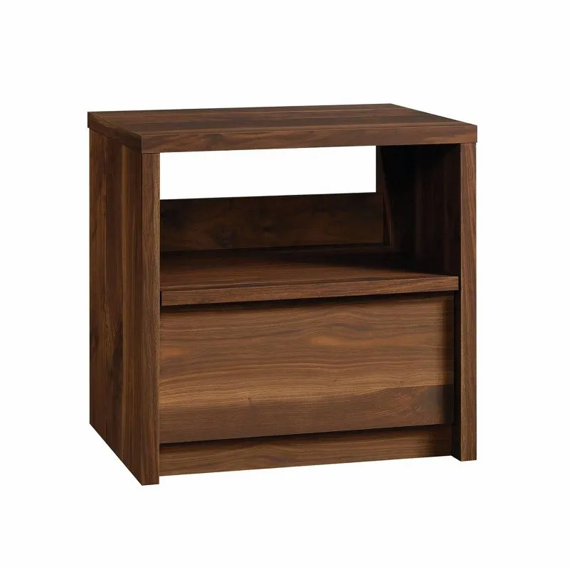 Grand Walnut Minimalist 1-Drawer Nightstand with Open Shelf