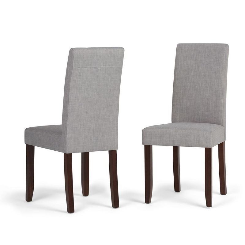 Elegant Dove Grey Linen Upholstered Parsons Dining Chair