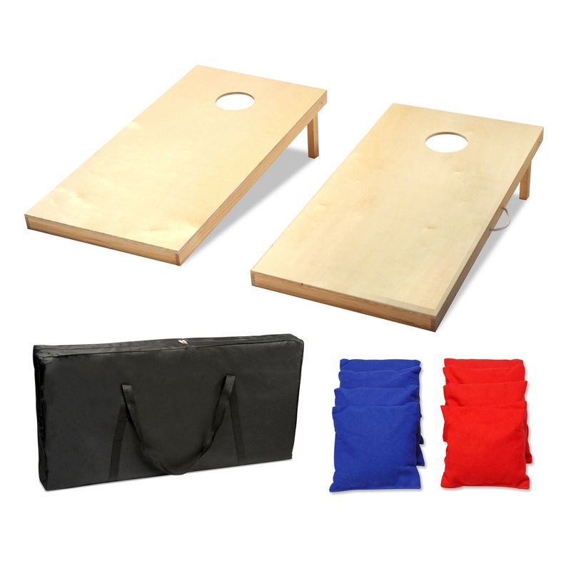 Natural Wood Cornhole Game Set with All-Weather Bean Bags