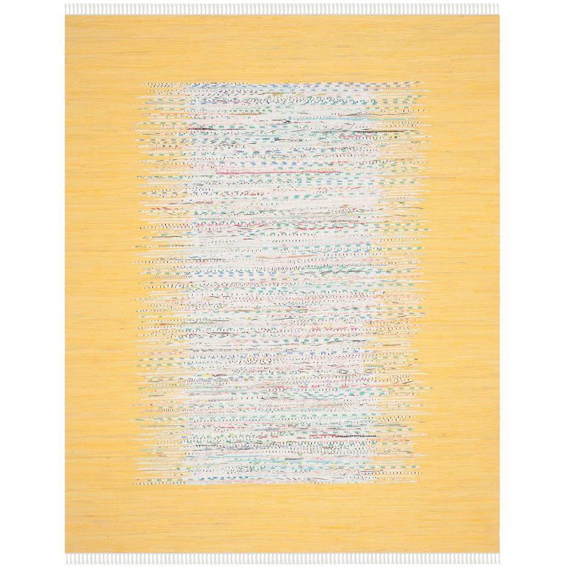 Ivory and Yellow Handwoven Cotton Area Rug, 8' x 10'