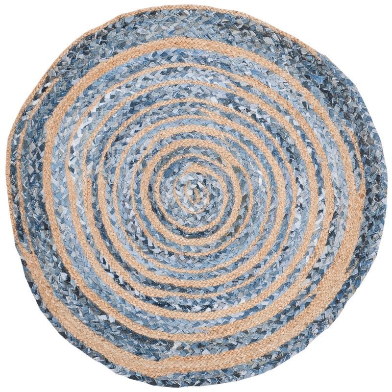 Bohemian Bliss Hand-Knotted Cotton Rug in Blue - 3' Round