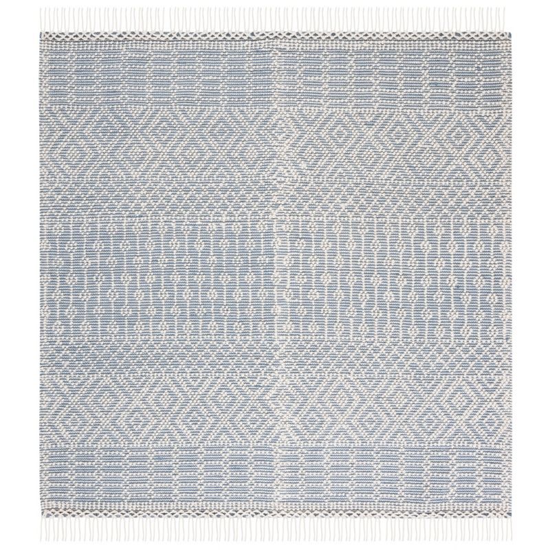 Coastal Charm Hand-Tufted Gray Stripe Wool Square Rug