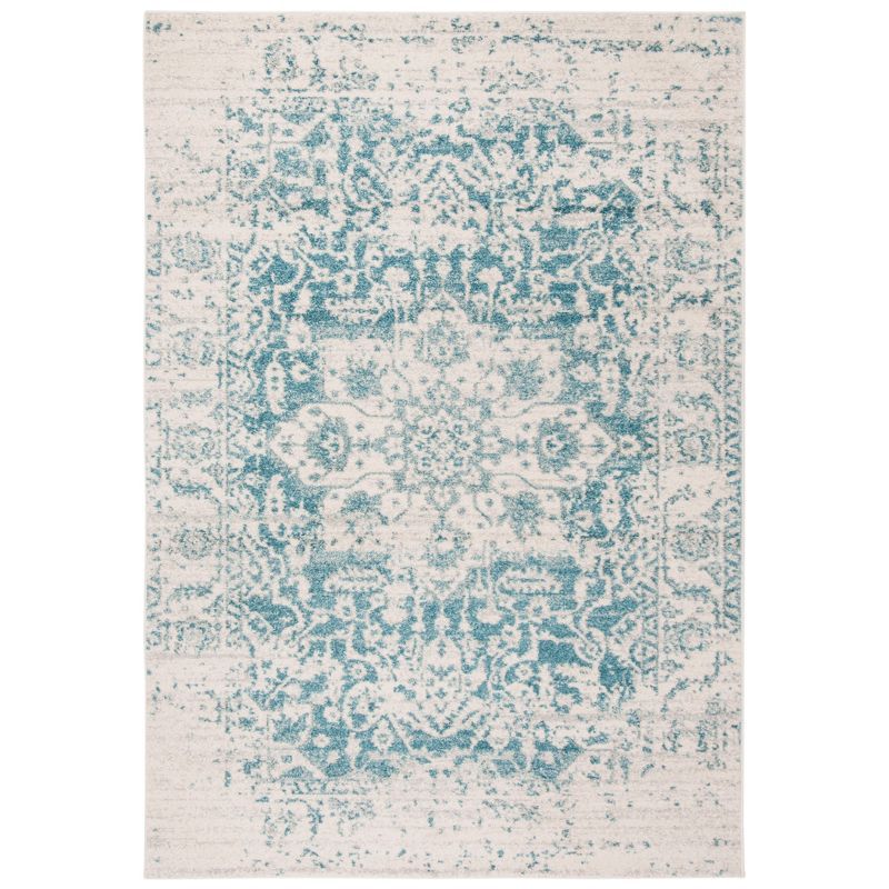 Metro Elegance Teal & Ivory Cotton-Synthetic 9' x 12' Easy-Care Area Rug