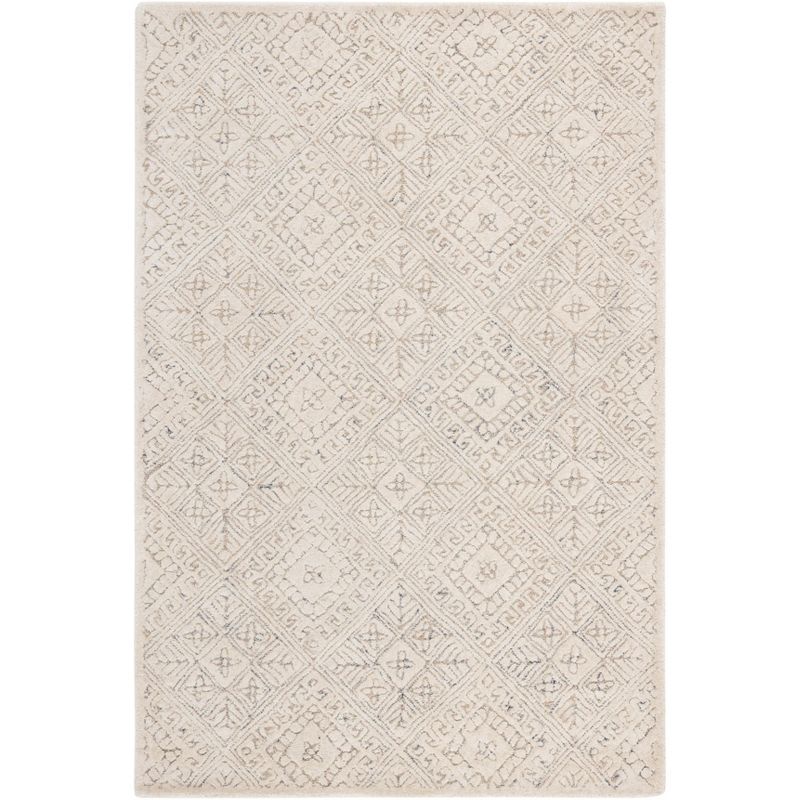 Ivory Beige Hand-Tufted Wool Area Rug 4' x 6'