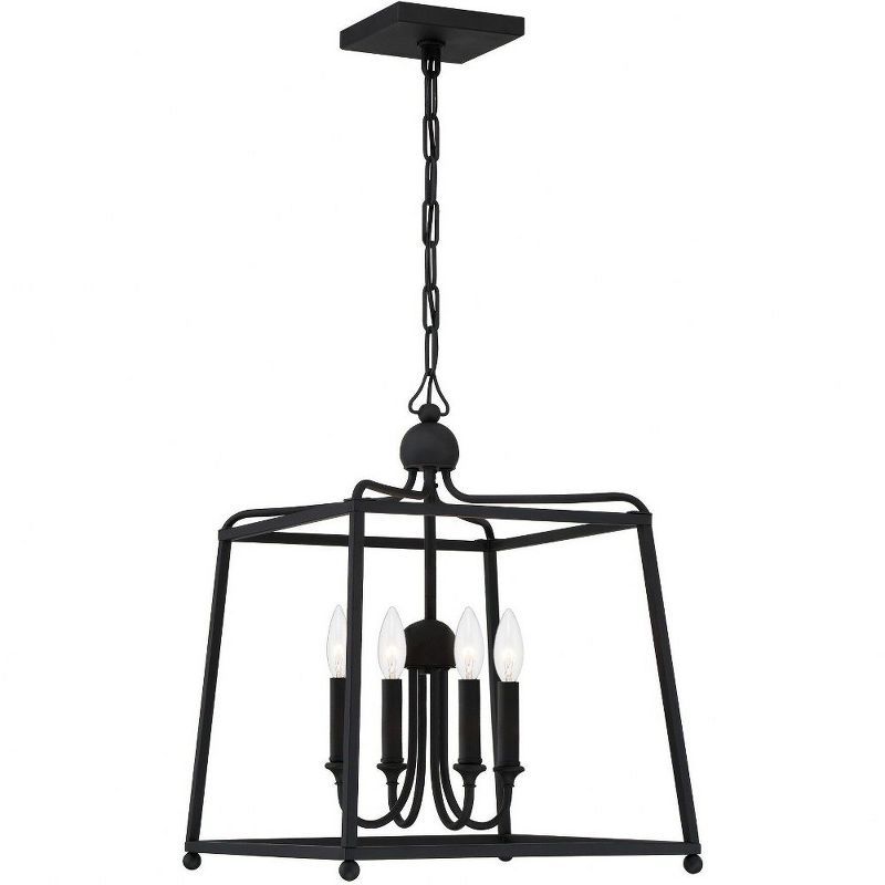 Mini Cage 4-Light Chandelier in Black Forged Finish