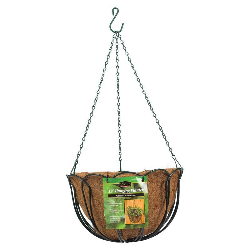 Green Steel Hanging Basket with Coco Liner