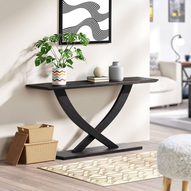 Rasmus Black Charcoal Acacia Wood Console Table