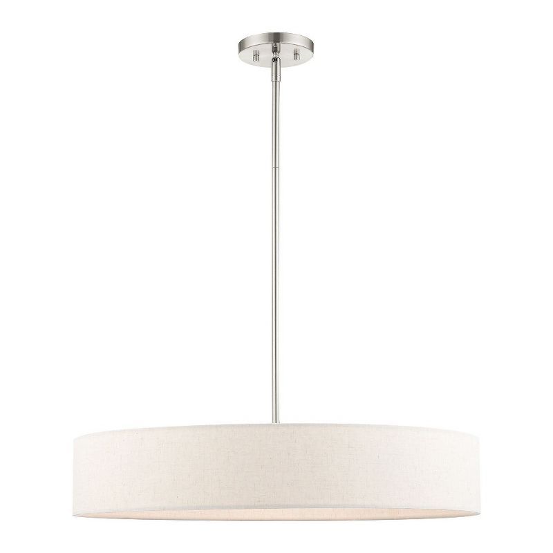 Venlo Brushed Nickel 5-Light Drum Pendant with Oatmeal Shade