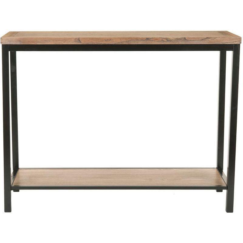 Dennis Brown Oak and Iron Rectangular Console Table with Storage