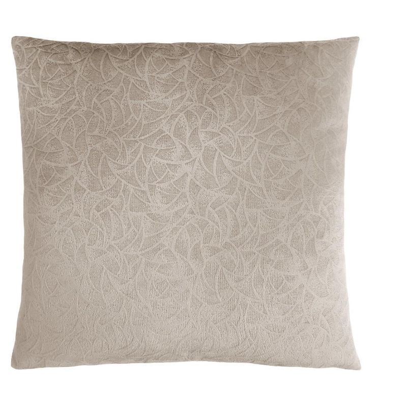 Beige Floral Velvet 18" Square Decorative Throw Pillow