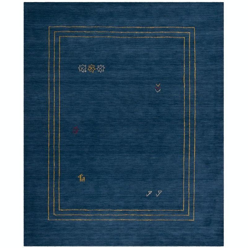 Handmade Blue Wool 8' x 10' Rectangular Area Rug