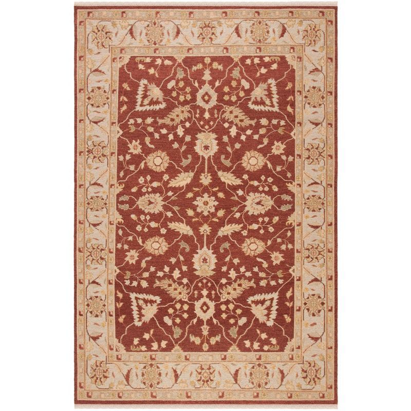 Sumak Red and Beige Wool 6' x 9' Handmade Area Rug