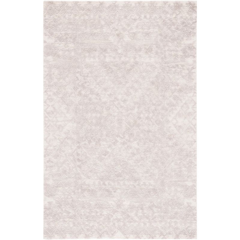 Ivory Hand-Tufted Wool Rectangular Area Rug, 3' x 5'