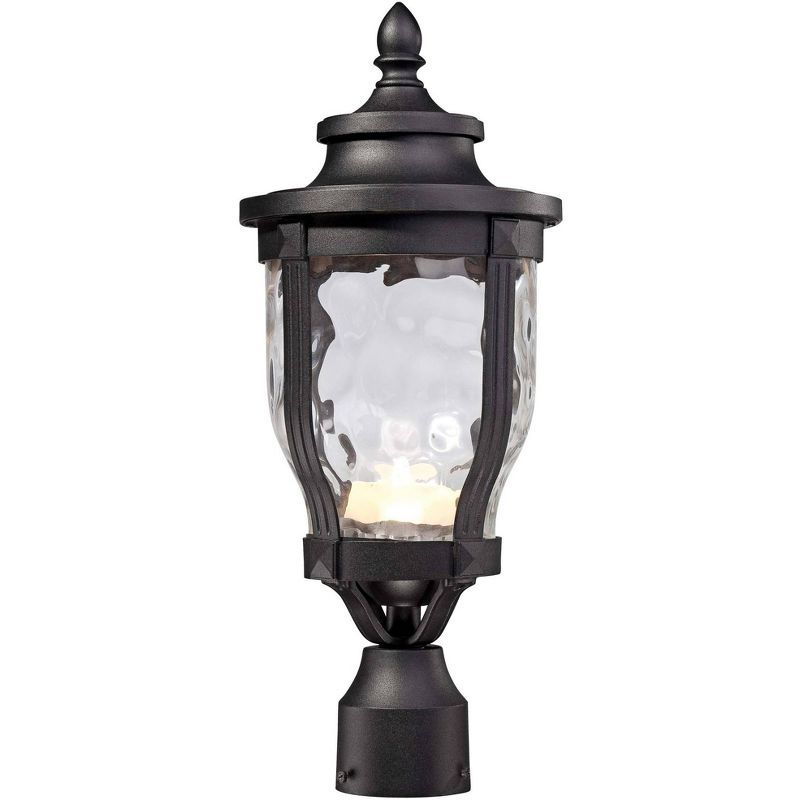 Merrimack Black LED Outdoor Post Light with Clear Hammered Glass