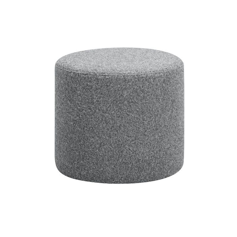 Gray Sherpa Round Cylinder Ottoman