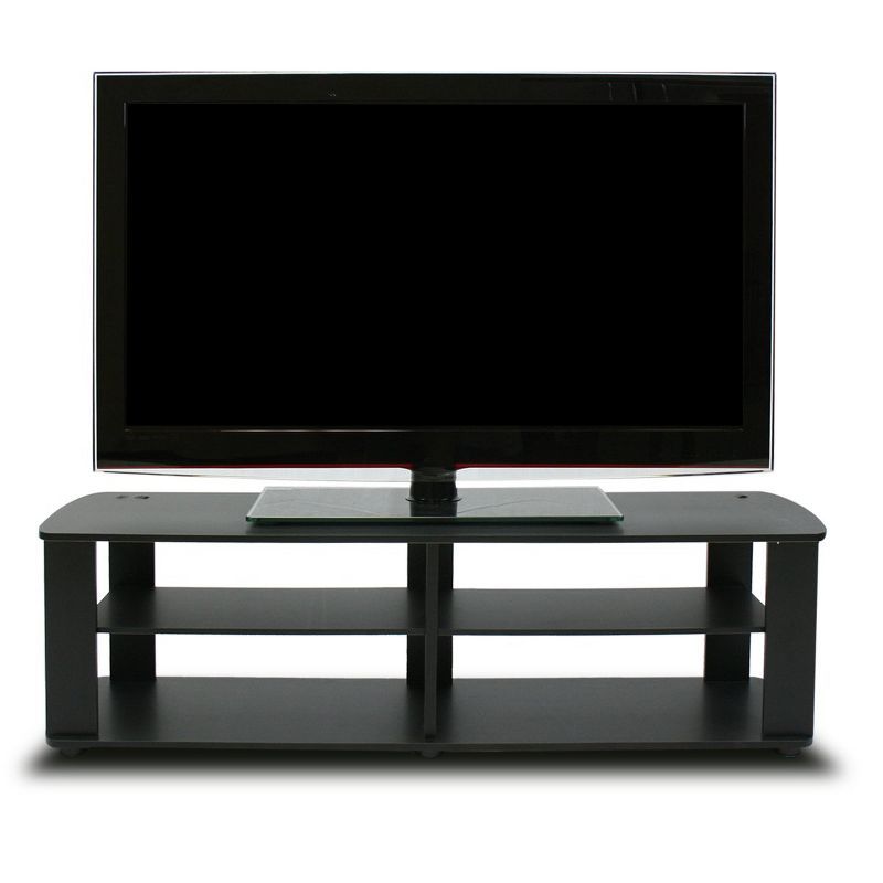 Sleek Black Composite Wood Low-Rise Entertainment Center