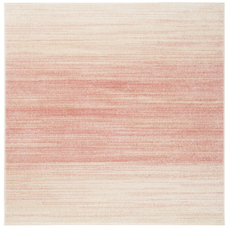 Adirondack Pink and Ivory 6' Square Synthetic Area Rug