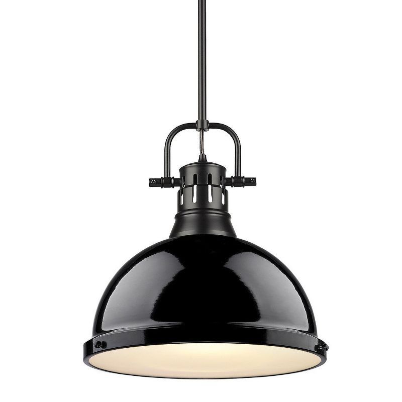 Duncan Matte Black 14" Glass Bowl Pendant Light