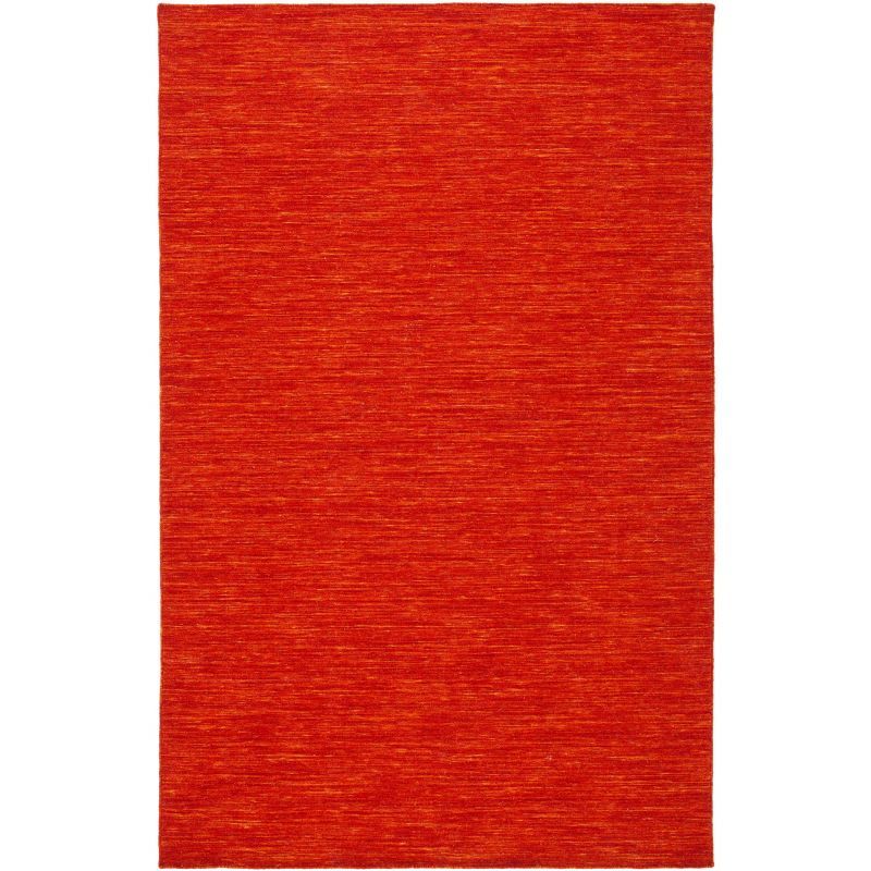 Handmade Red and Rust Wool Cotton 8' x 10' Flat Woven Rug