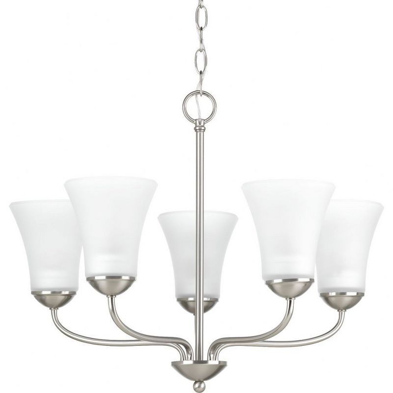 Classic Brushed Nickel 5-Light Chandelier with Etched Glass Shades