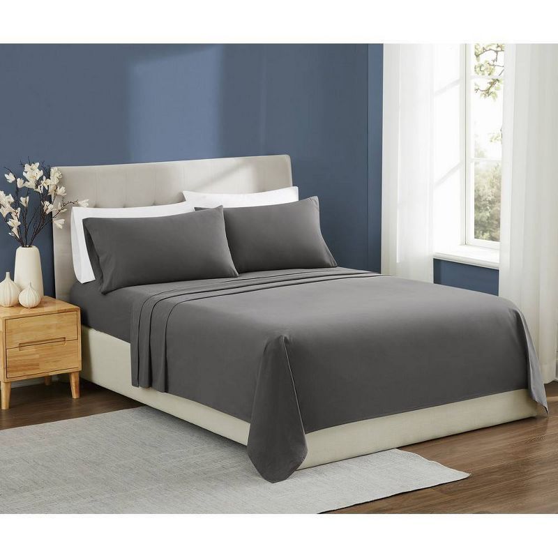 Gray Twin XL Cotton Percale Sheet Set