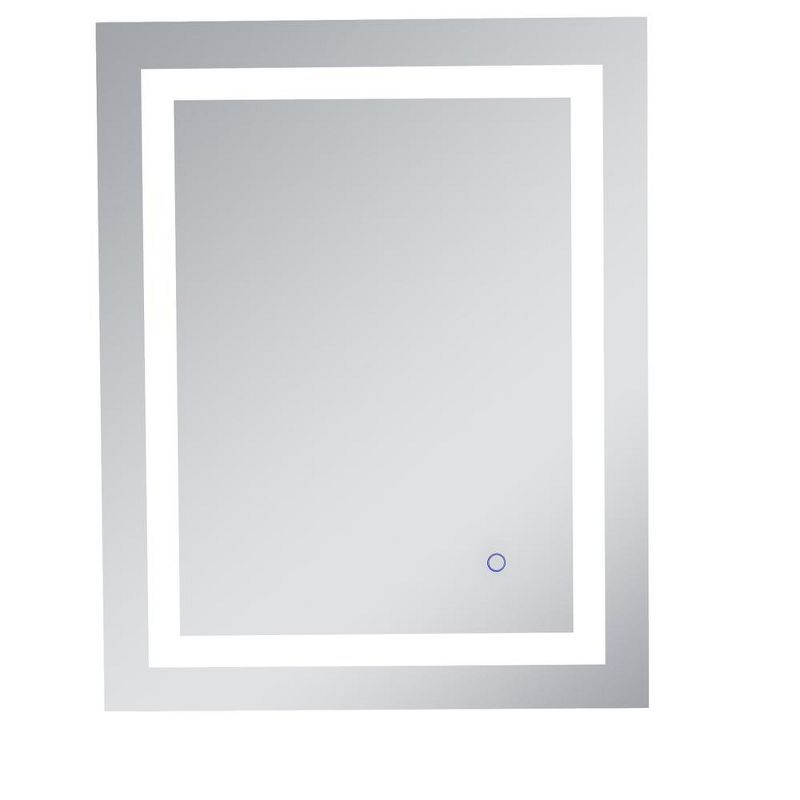 Silver Rectangular LED Vanity Bathroom Mirror with Smart Touch and Defogger