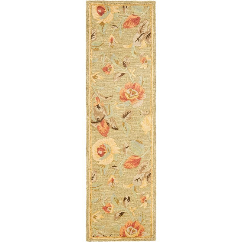 Hand-Knotted Floral Elegance Red Wool 2'3" x 8' Runner Rug