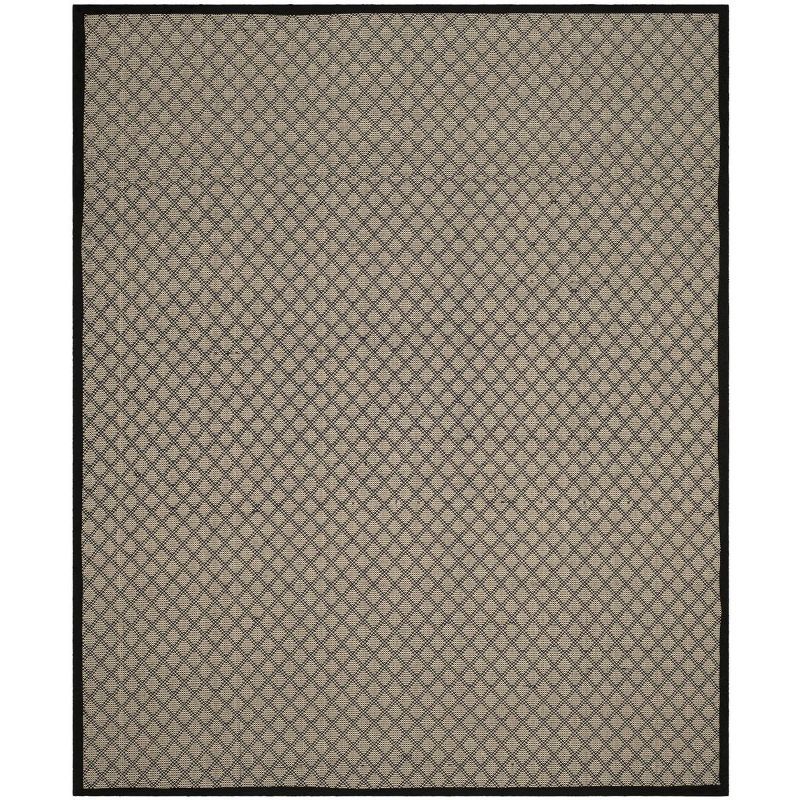 Ivory and Black Hand-knotted Floral Synthetic Area Rug, 8' x 10'