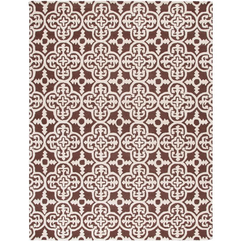 Hand-Tufted Dark Brown and Ivory Wool Area Rug