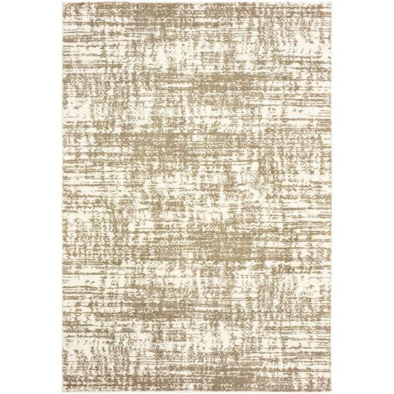 Ivory and Taupe High Pile Shag Area Rug