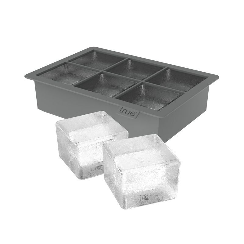 Gray Silicone Colossal Ice Cube Tray for 6 Extra Large Cubes