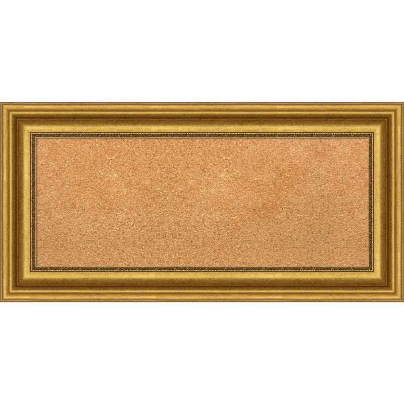 Parlor Gold Framed Natural Cork Bulletin Board 36x18