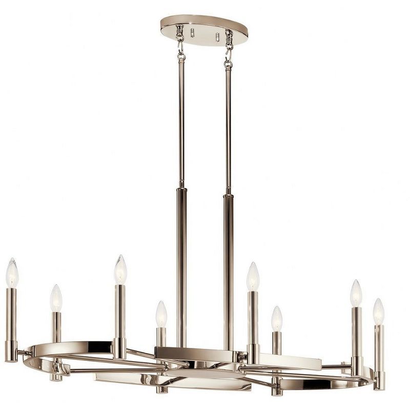 Elegant 8-Light Oval Chandelier in Polished Nickel with Candelabra Bulbs