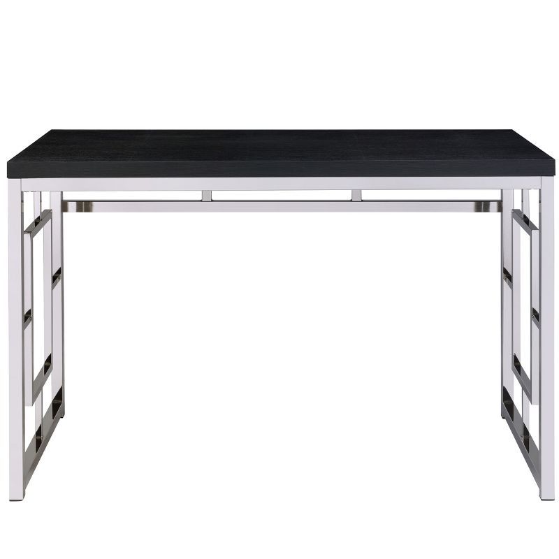 Cappuccino Faux Wood and Chrome Geometric Desk