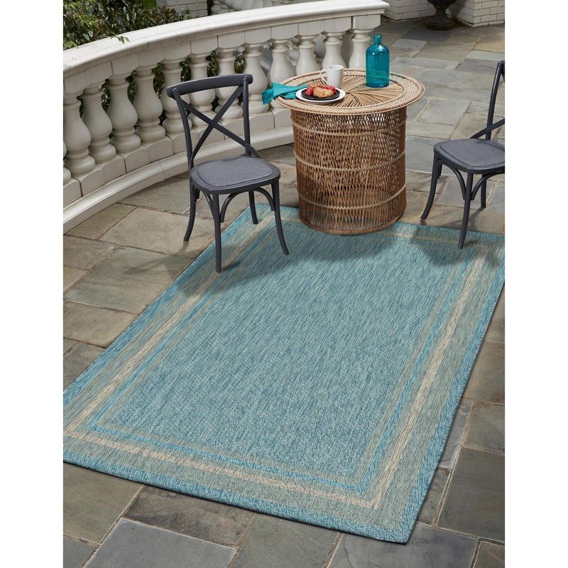 Aquamarine Elegance 4' x 6' Flat Woven Outdoor Rug