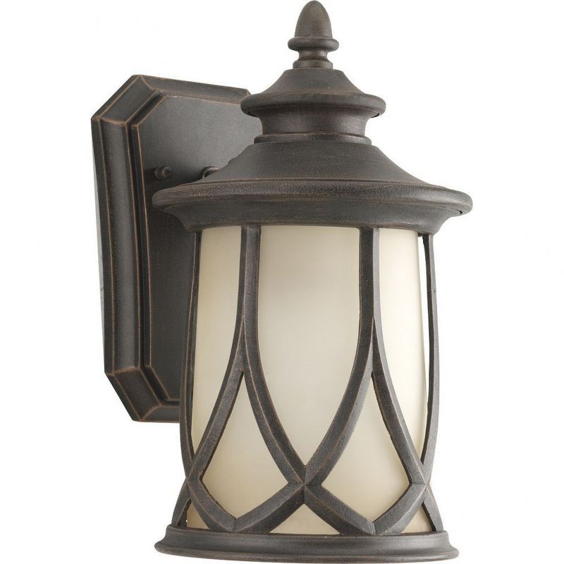 Aged Copper 11" Outdoor Wall Lantern with Umber Glass