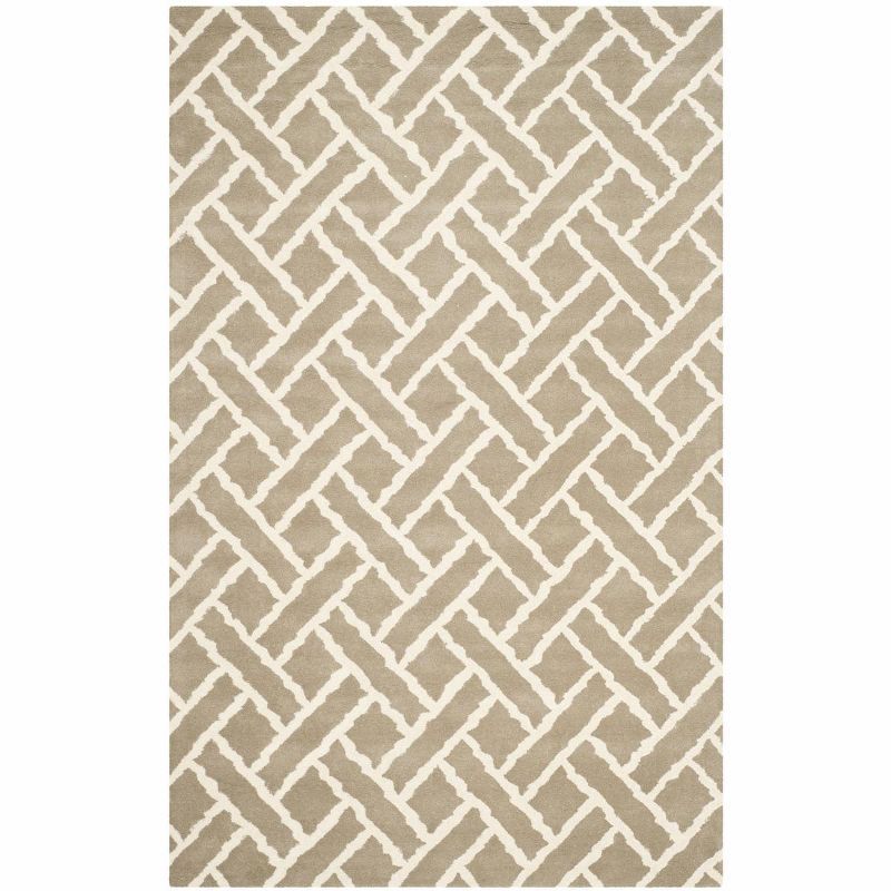 Ivory and Beige Hand-Tufted Wool Area Rug 4' x 6'