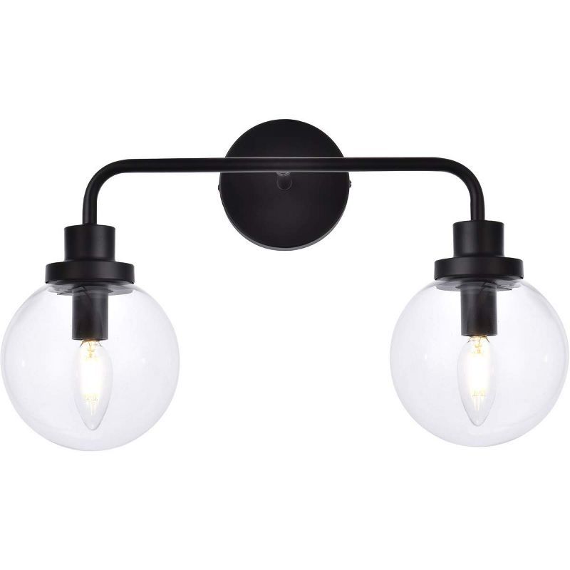 Elegant Black Metal and Glass 2-Light Dimmable Bath Sconce