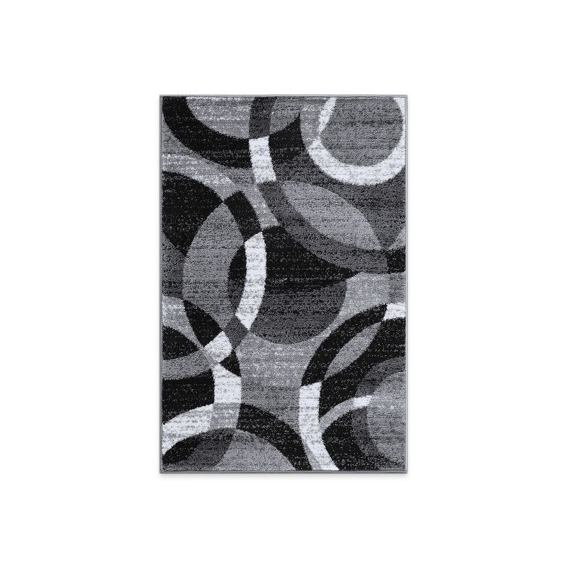 Gray Geometric Circles Synthetic Area Rug 2'7" x 4'