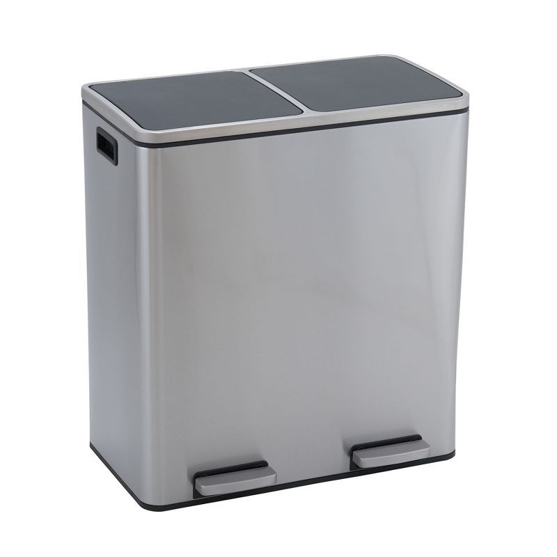 Fingerprint Resistant Stainless Steel Dual Compartment Pedal Trash Can