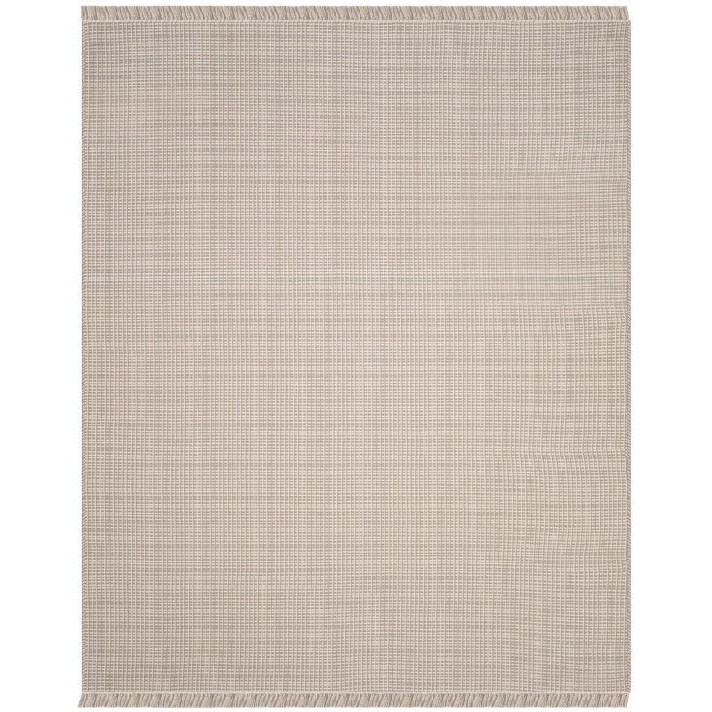 Ivory and Grey Handwoven Cotton Flat Weave Area Rug, 8' x 10'