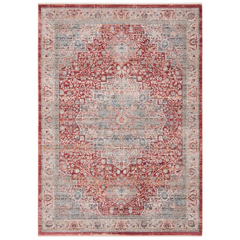 Kenitra Blue and Red Medallion Synthetic Area Rug 8' x 10'