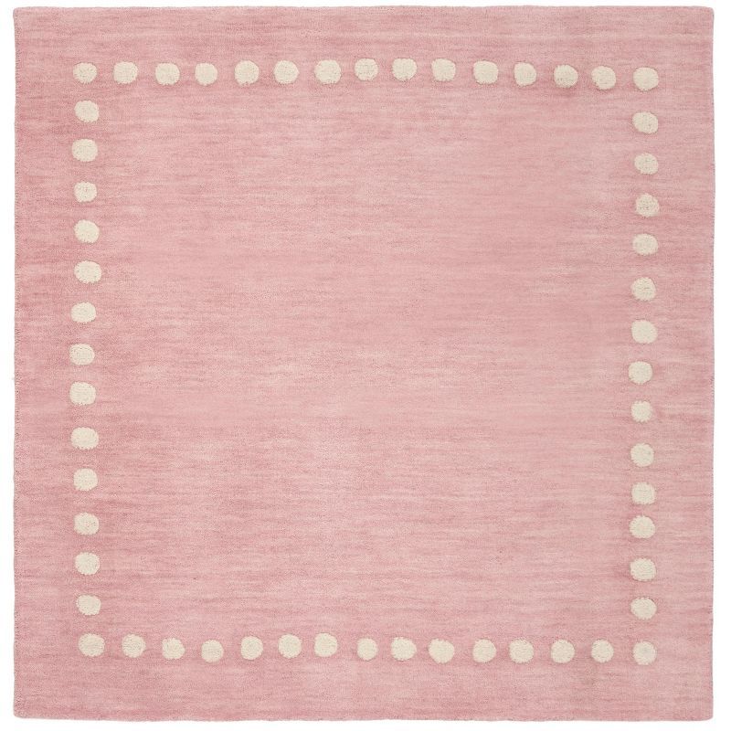 Handmade Pink Wool Tufted Square Kids Rug 59"