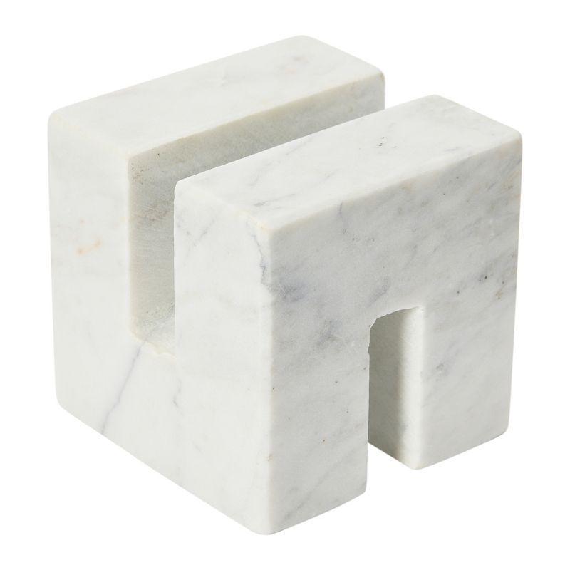 White Marble Cube-Shaped Modern Cookbook Stand