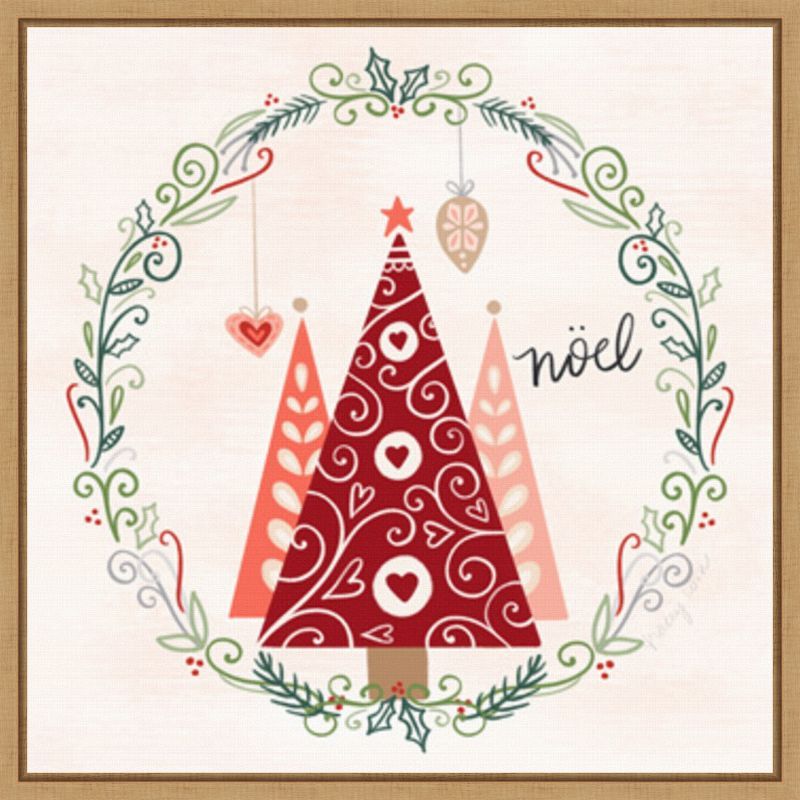 Hygge Christmas Noel Red and Green Canvas Print 22 x 22-in.