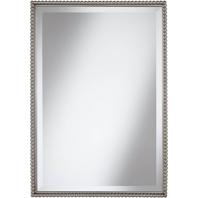 Rectangular Silver Hand Forged Metal Bathroom Vanity Mirror