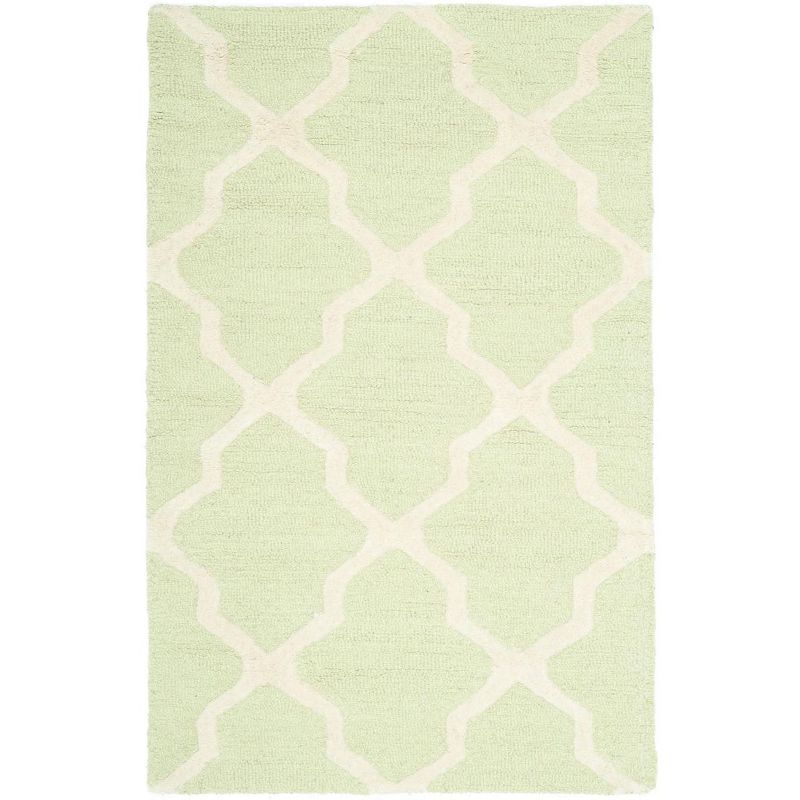 Light Green and Ivory Hand-Tufted Wool Area Rug