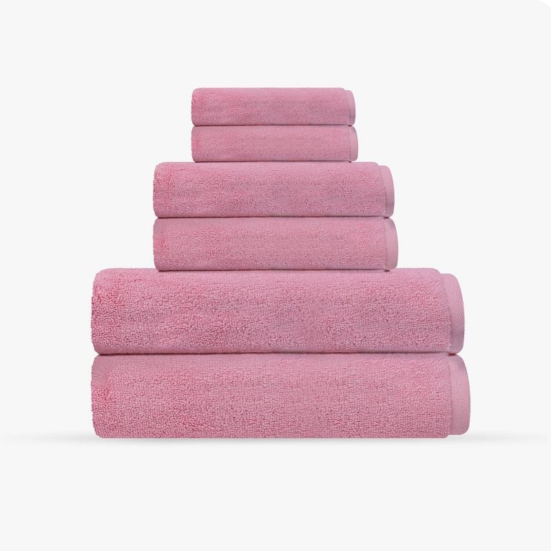 Puresoft Pink Heavyweight Turkish Cotton 6-Piece Towel Set