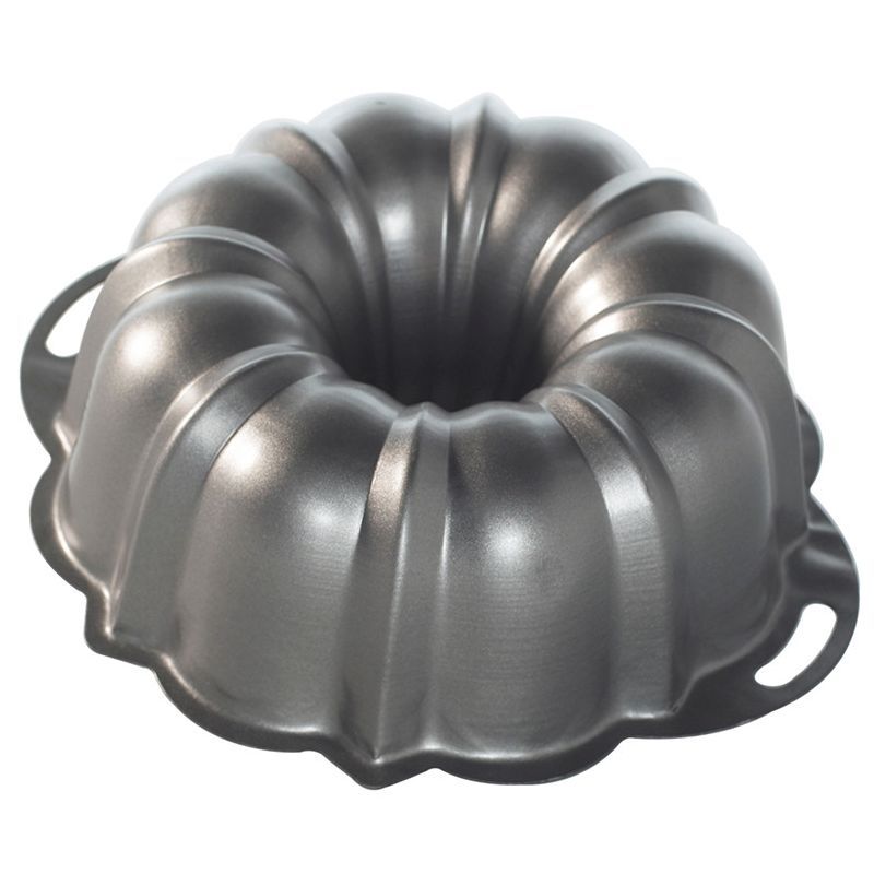 Gray Non-stick Aluminum 12-Cup Bundt Pan with Handles